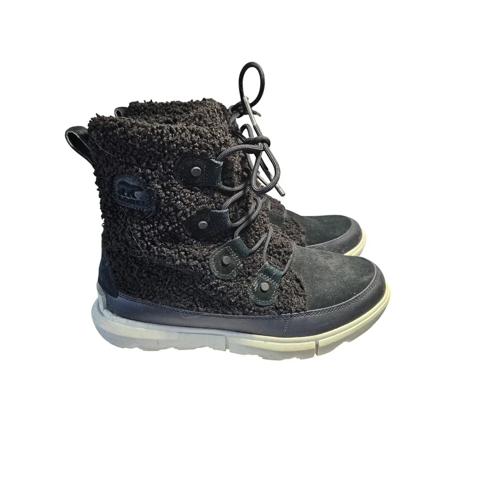 Sorel Explorer Next Joan Cozy Boot Womens 8.5 Black Sherpa Winter Boots
